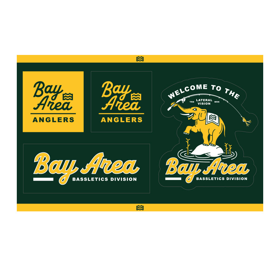 green and yellow lateral vision bay area Oak sticker pack of 4 stickers 
