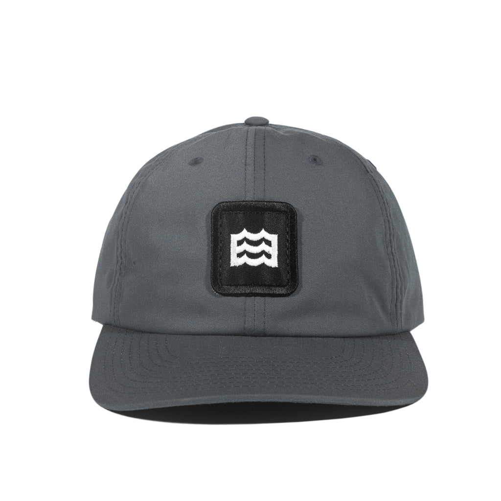 charcoal hat with embroidered wave logo patch