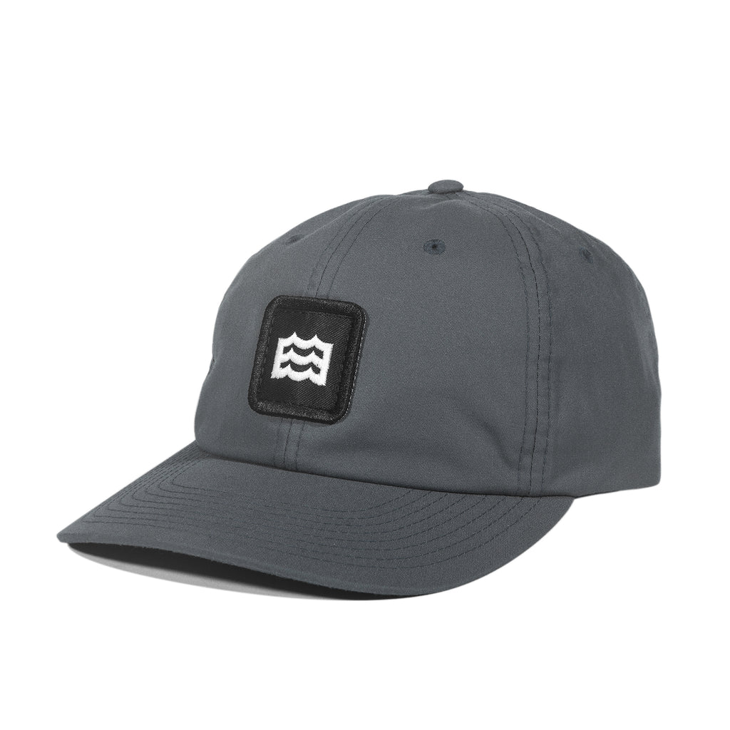 charcoal hat with embroidered wave logo patch