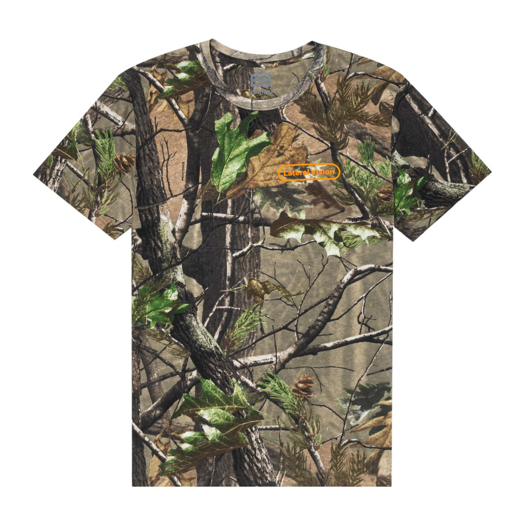 front of tree print t-shirt with lateral vision on pocket 