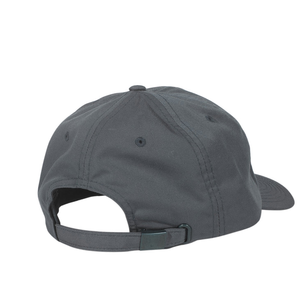 plain charcoal back of hat with buckle closure 