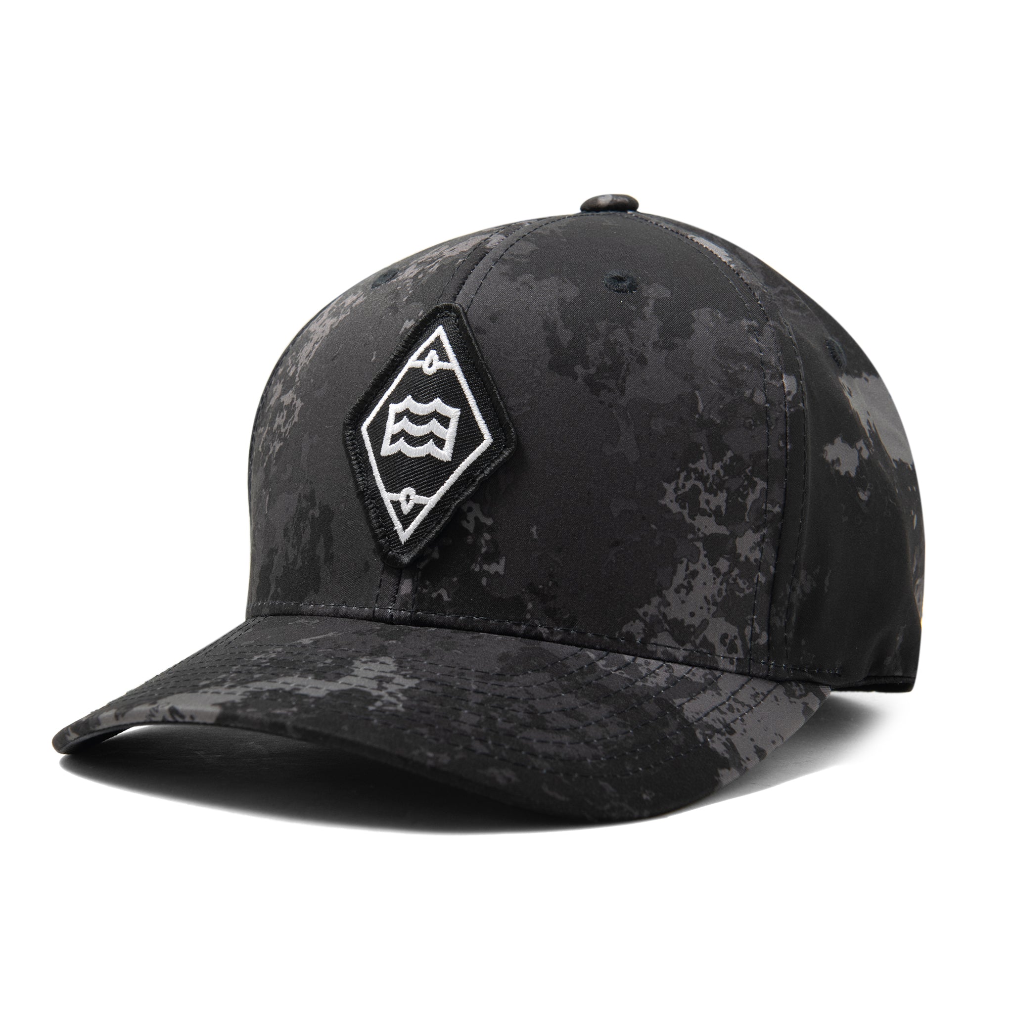 Diamond Logo Patch Hat FlexFit Camo) Vision (Black – Lateral