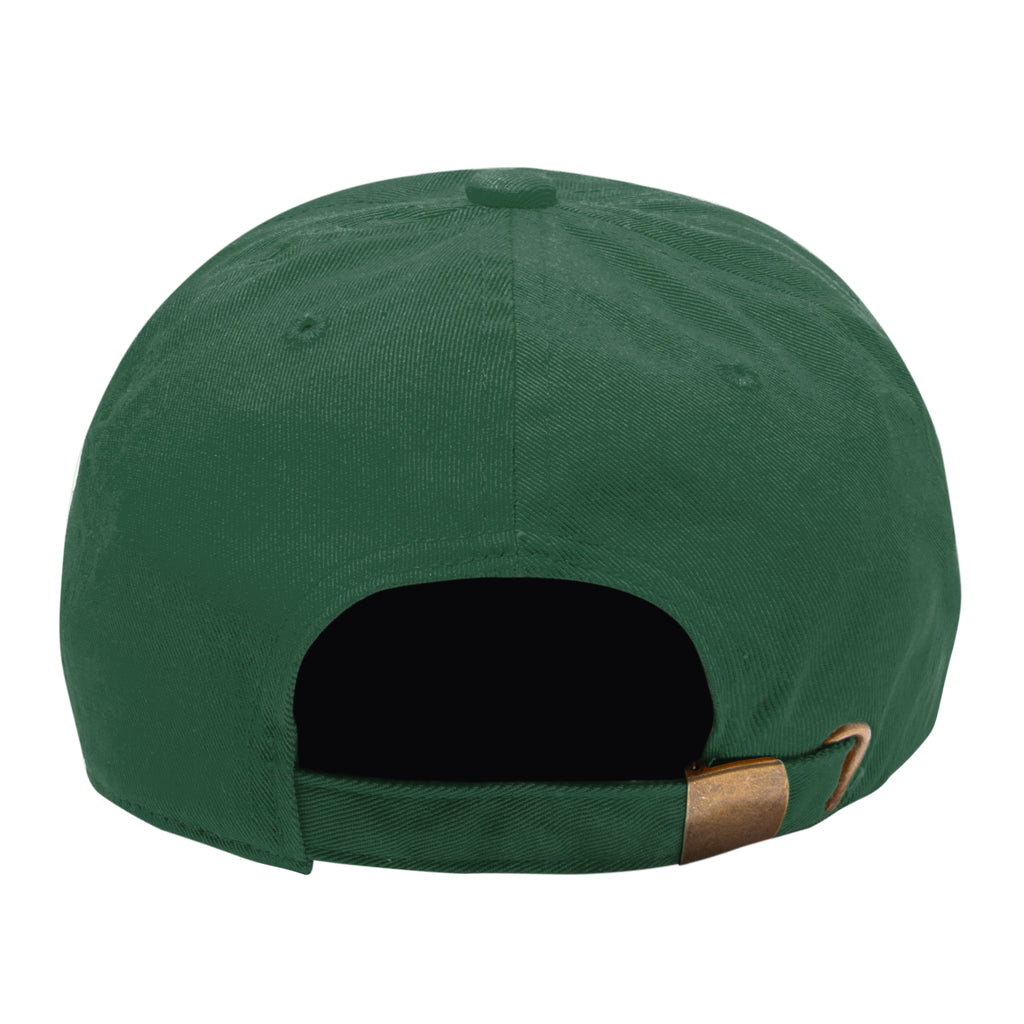 plain green back of hat with buckle closure 
