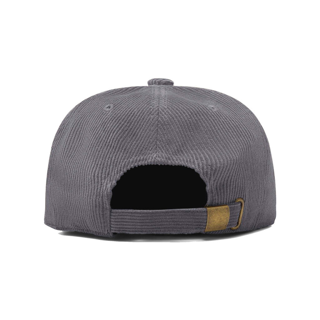 plain corduroy gray back of hat with buckle closure 