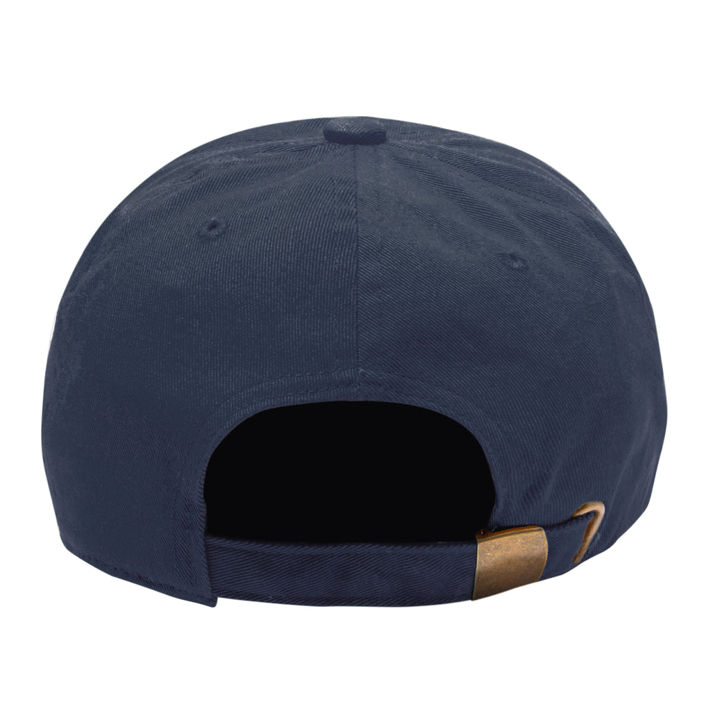 navy plain back of hat with buckle closure 