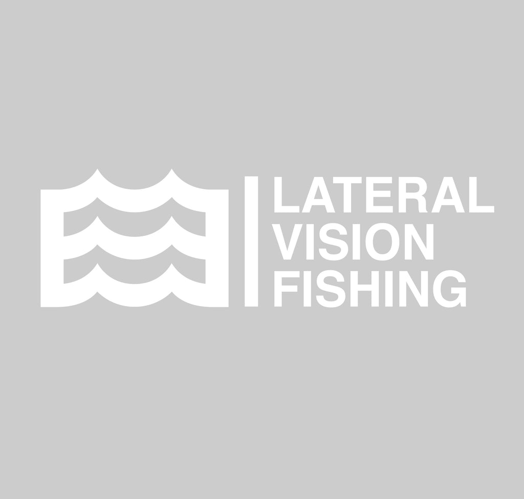 Lateral vision fishing & logo decal - white