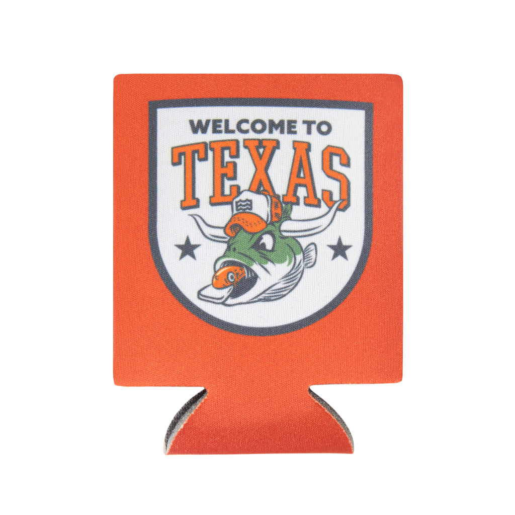 Welcome to Texas orange koozie.