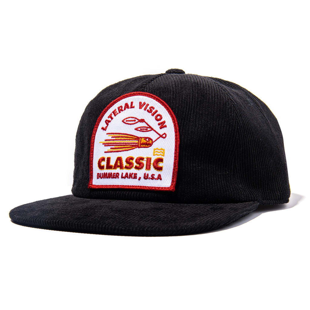 black snapback hat with lateral vision classic bummer lake patch